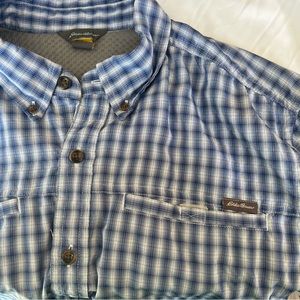 Eddie Bauer Mens Lightweight LongSleeve Blue Striped Size Medium Shirt